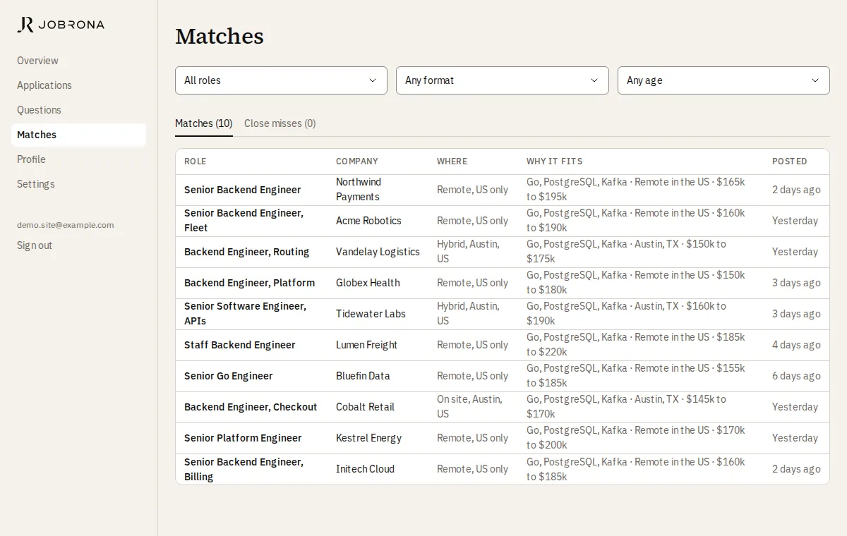 Match with reasons